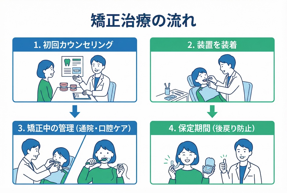 歯列矯正の開始から完了までの流れとよくある質問