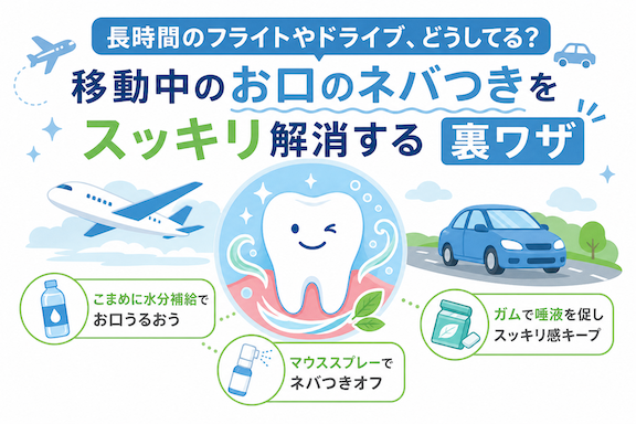 長時間のフライトやドライブ、どうしてる?移動中のお口のネバつきをスッキリ解消する裏ワザ