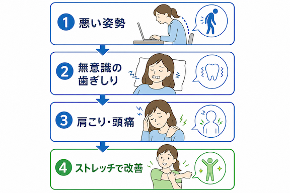 あなたの歯ぎしり、原因は「悪い姿勢」かもしれません